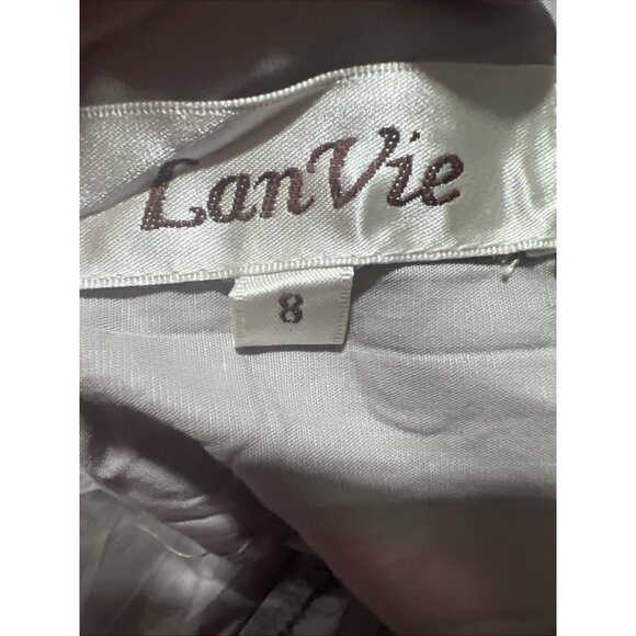 Lan Vie Pattern Lace Detail Front Pocket Pleated Tiered ALine Skirt Size 12 - Picture 10 of 14